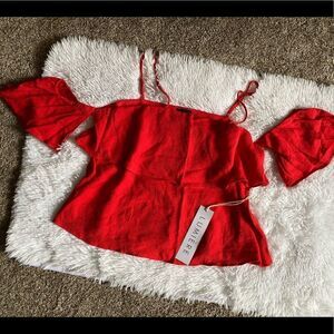 Lumiere Red Cold Shoulder Crop Top NEW with Tags Size Large